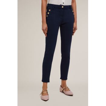 Pantaloni crop cu buzunare cu fermoar