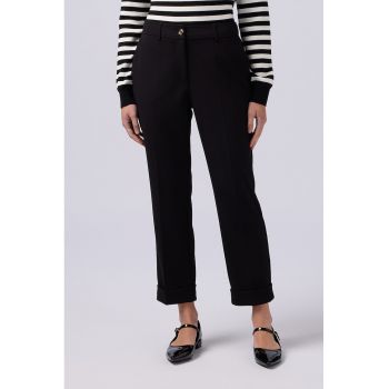 Pantaloni crop drepti cu mansete plisate