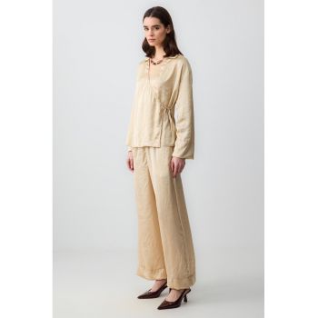 Pantaloni de satin cu buzunare laterale