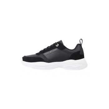 Pantofi sport cu insertii de piele intoarsa si piele