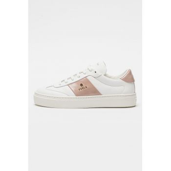 Pantofi sport de piele cu logo metalic