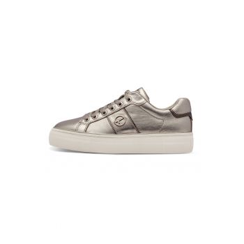 Pantofi sport flatform cu detalii de piele
