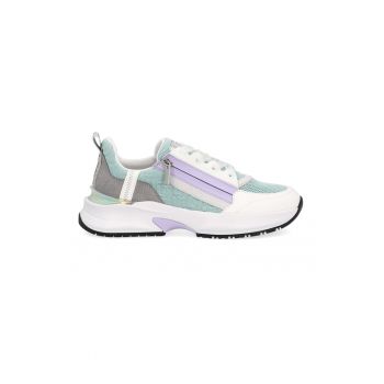 Pantofi sport wedge cu garnituri de piele