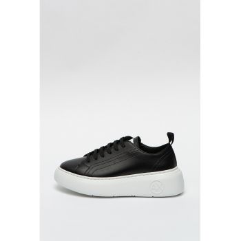Pantofi sport wedge de piele ecologica si piele