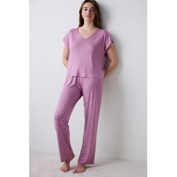 Pijama uni cu decolteu in V
