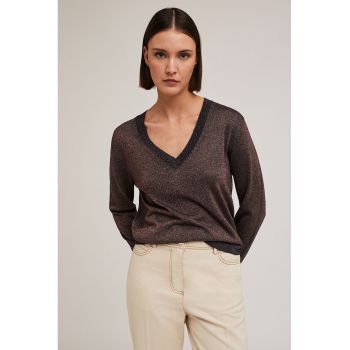 Pulover din lurex cu decolteu in V