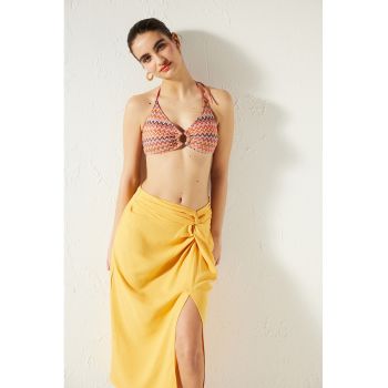 Sarong din amestec de in cu slit frontal