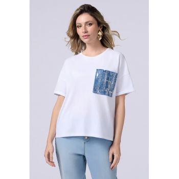 Tricou lejer cu buzunar pe piept