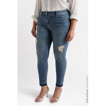 Blugi skinny cu aspect deteriorat