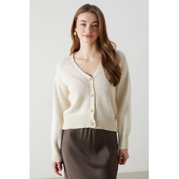 Cardigan tricotat cu mansete striate