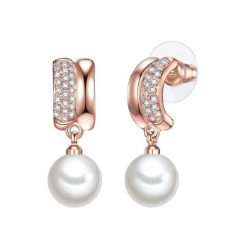 Cercei placati cu aur de 14K si decorati cu cristale si perle