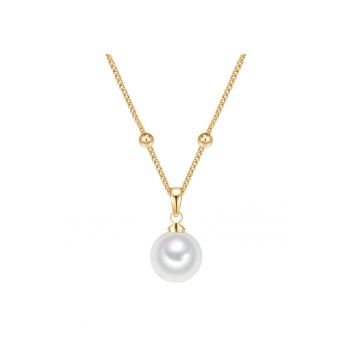 Colier placat cu aur de 14K si decorat cu perle sintetice - Auriu
