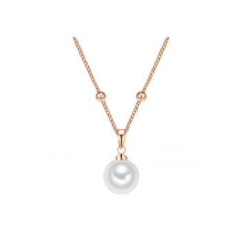 Colier placat cu aur de 14K si decorat cu perle sintetice - Auriu
