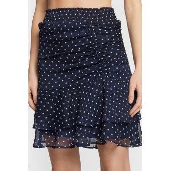 Fusta  din sifon cu terminatie cu volane XS INTL Bleumarin