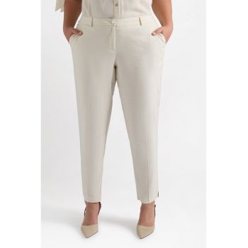 Pantaloni eleganti din amestec de in cu talie elastica in spate