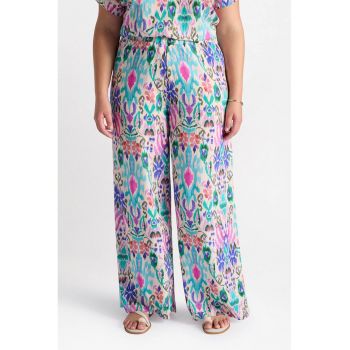 Pantaloni evazati cu model si talie elastica
