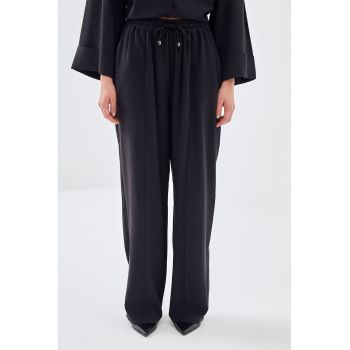 Pantaloni evazati din amestec de modal cu snur de ajustare in talie