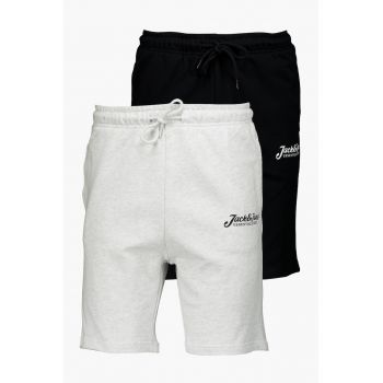 Pantaloni scurti din amestec de bumbac cu snur in talie