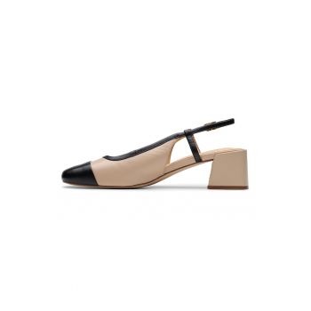 Pantofi slingback din piele cu toc masiv