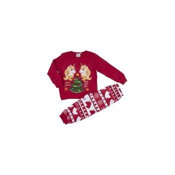 Pijama de bumbac cu tematica de Craciun  Rosu - 104 cm - 4 ani