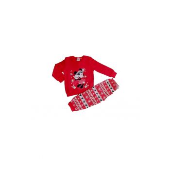 Pijama de bumbac cu tematica de Craciun -  Rosu - 128 cm - 8 ani