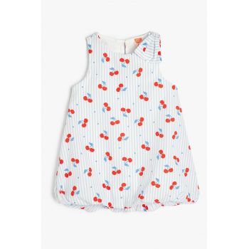 Rochie cu dungi si imprimeu fructat