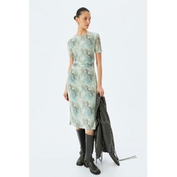 Rochie midi cu model si slit lateral