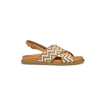 Sandale slingback din piele cu aspect tesut
