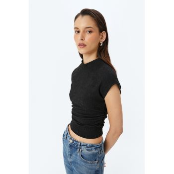 Tricou crop texturat