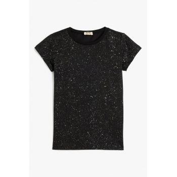 Tricou cu decolteu la baza gatului - stralucitor