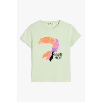 Tricou cu model grafic si paiete