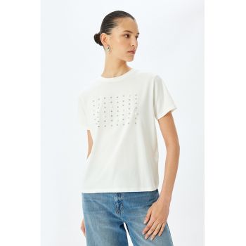 Tricou cu perle sintetice si strasuri