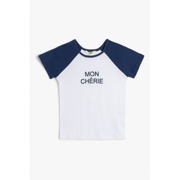 Tricou de bumbac cu maneci raglan