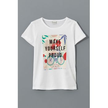 Tricou din bumbac cu imprimeu text
