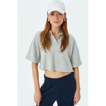 Tricou polo lejer crop
