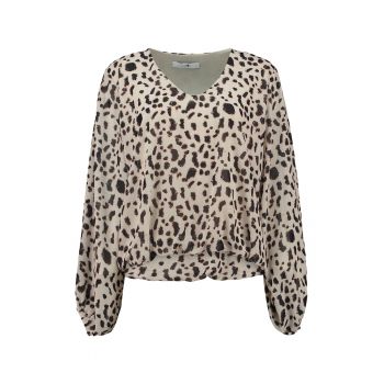 Bluza cu decolteu in V si animal print
