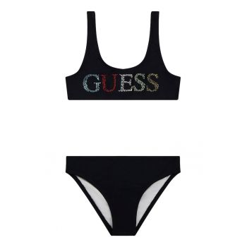 Costum de baie cu doua piese si logo din strasuri