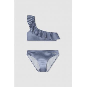 Costum de baie in dungi cu volan