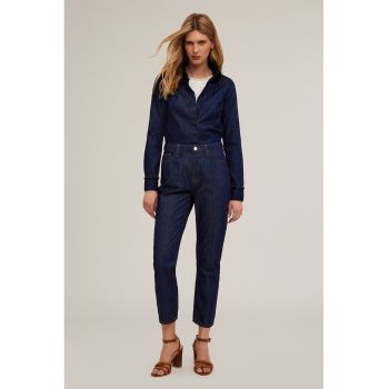 Jacheta-camasa din denim cu garnituri cu strasuri