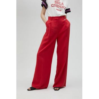 Pantaloni ampli din amestec de in - cu talie inalta