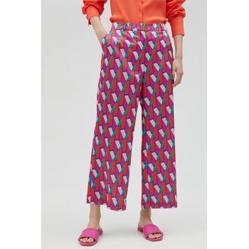 Pantaloni cu imprimeu si talie elastica