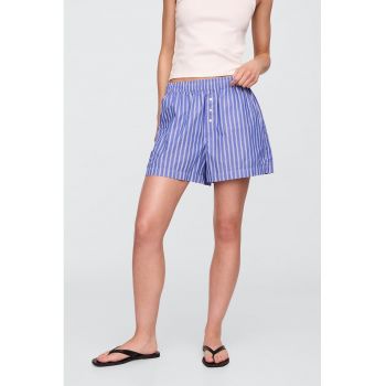 Pantaloni scurti cu model in dungi si talie elastica