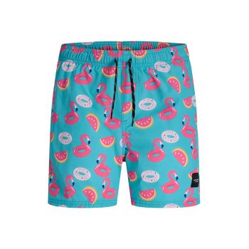Pantaloni scurti cu snur de ajustare si imprimeu grafic