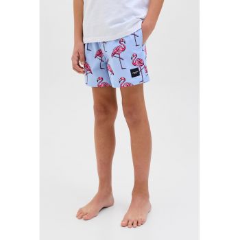 Pantaloni scurti cu snur de ajustare si imprimeu grafic