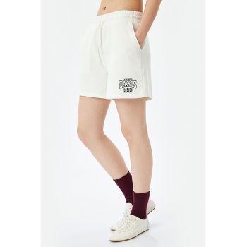 Pantaloni scurti din amestec de bumbac cu talie inalta