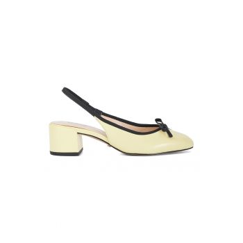 Pantofi din piele cu toc si detaliu cu funda Classy