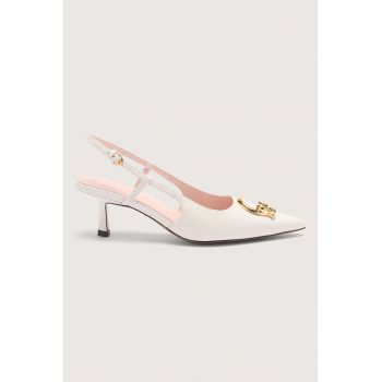 Pantofi slingback de piele cu varf ascutit