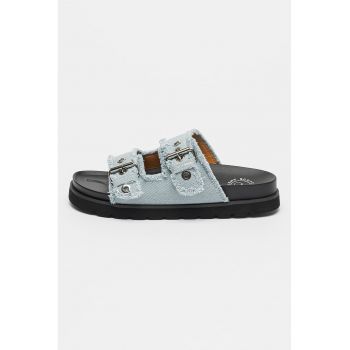 Papuci de denim cu catarama