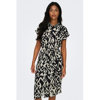 Rochie-camasa midi cu buzunare pe piept