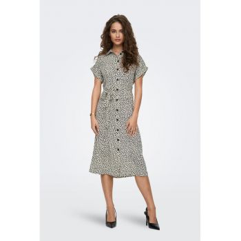 Rochie-camasa midi cu buzunare pe piept